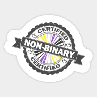 Certified Non-Binary Pride Seal of Approval with Pride Flag Background Sticker